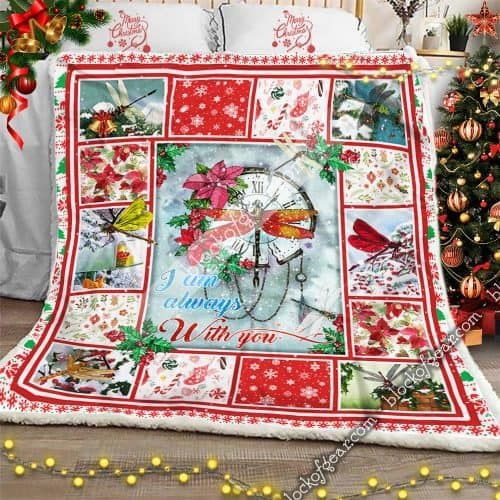 Dragonfly Christmas Sherpa Fleece Blanket