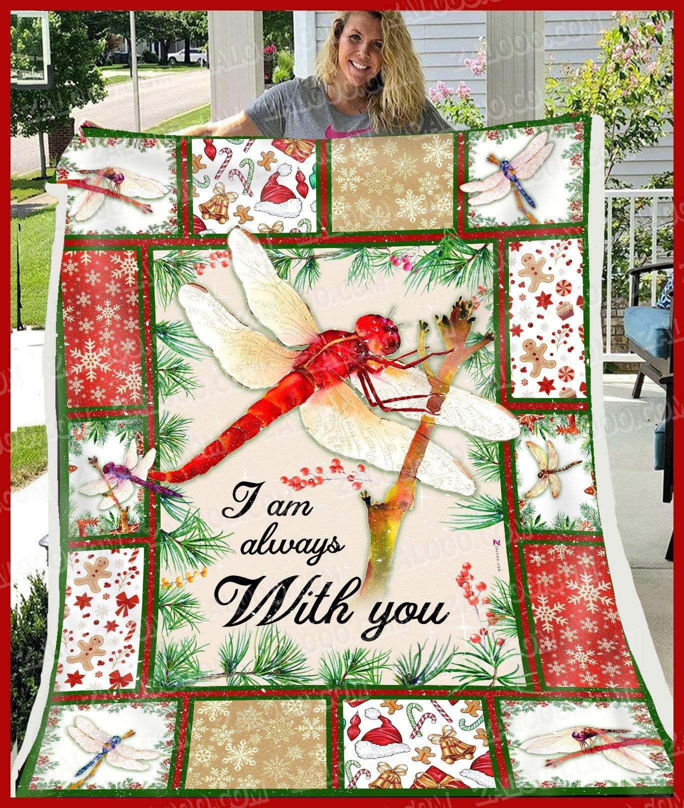 Dragonfly Christmas I Am Always With You Sherpa Fleece Blanket