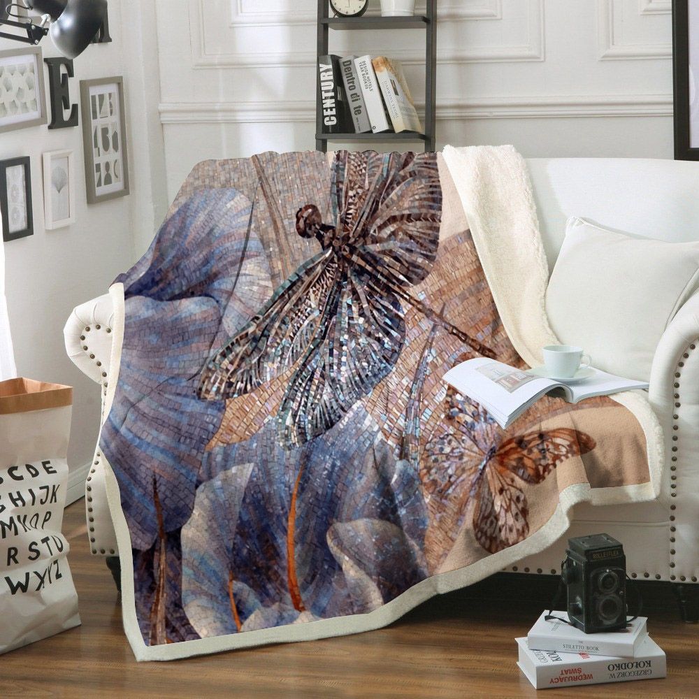 Dragonfly Sherpa Fleece Blanket