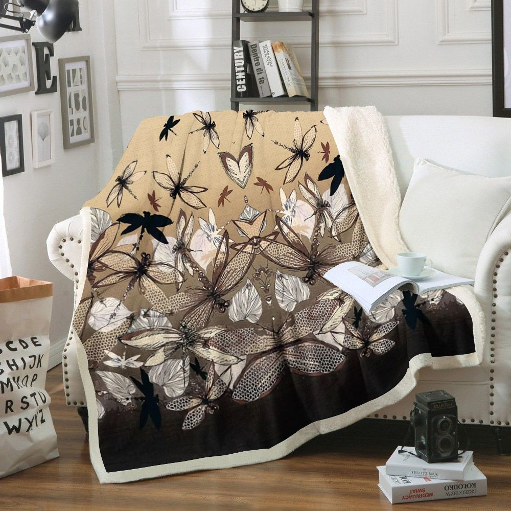 Dragonfly Sherpa Fleece Blanket