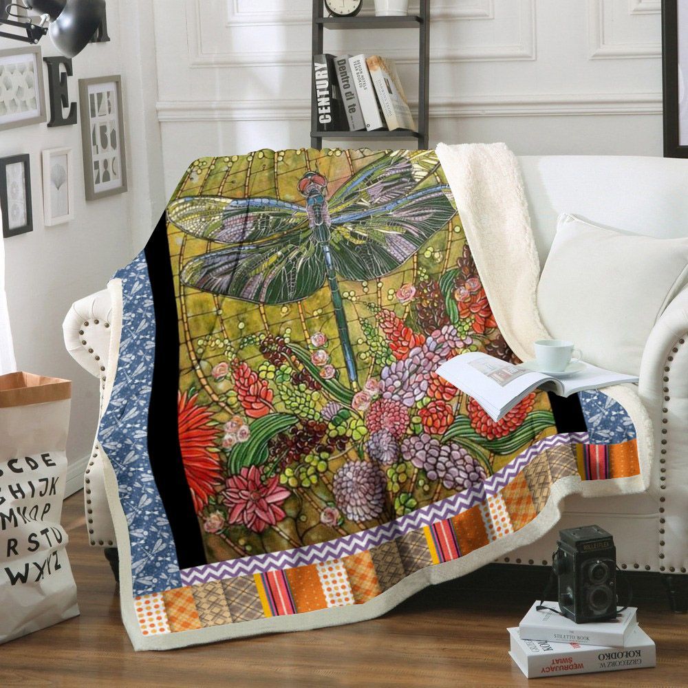 Dragonfly Sherpa Fleece Blanket