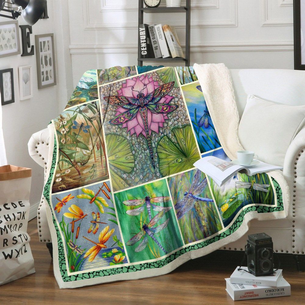 Dragonfly Sherpa Fleece Blanket
