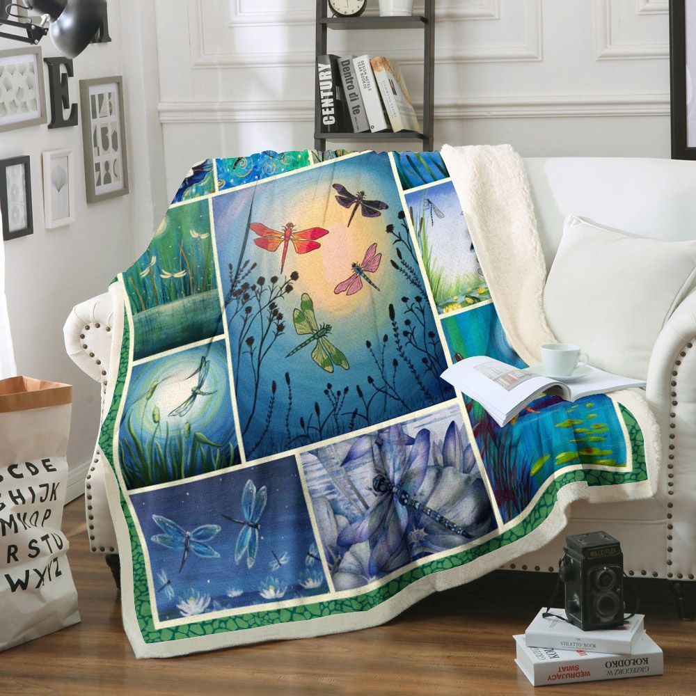 Dragonfly Sherpa Fleece Blanket