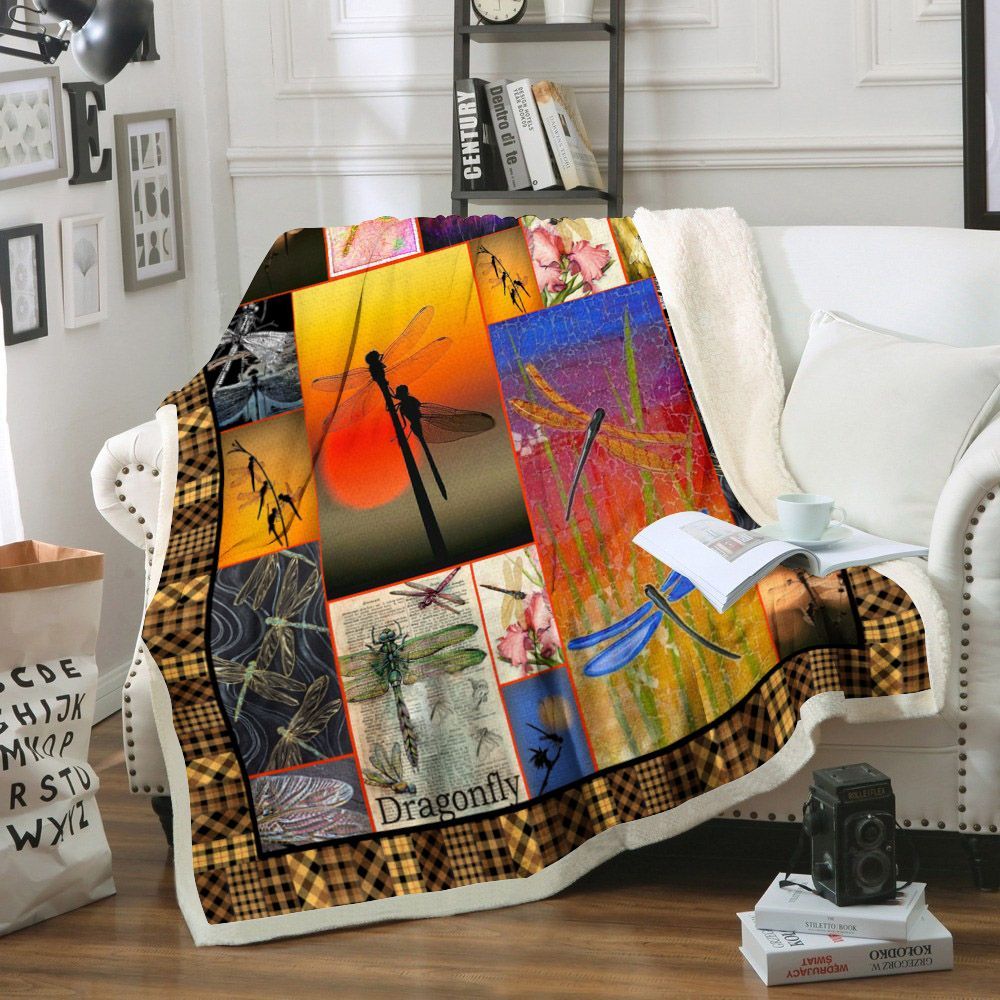 Dragonfly Sherpa Fleece Blanket