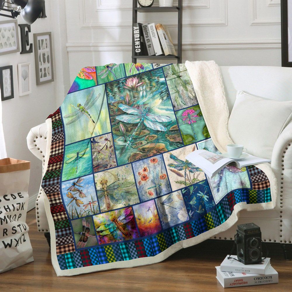 Dragonfly Sherpa Fleece Blanket