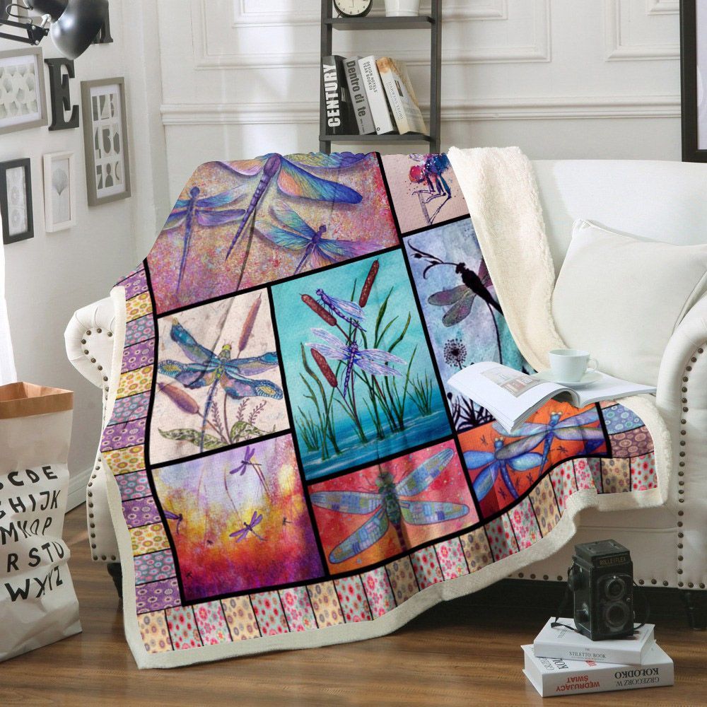 Dragonfly Sherpa Fleece Blanket