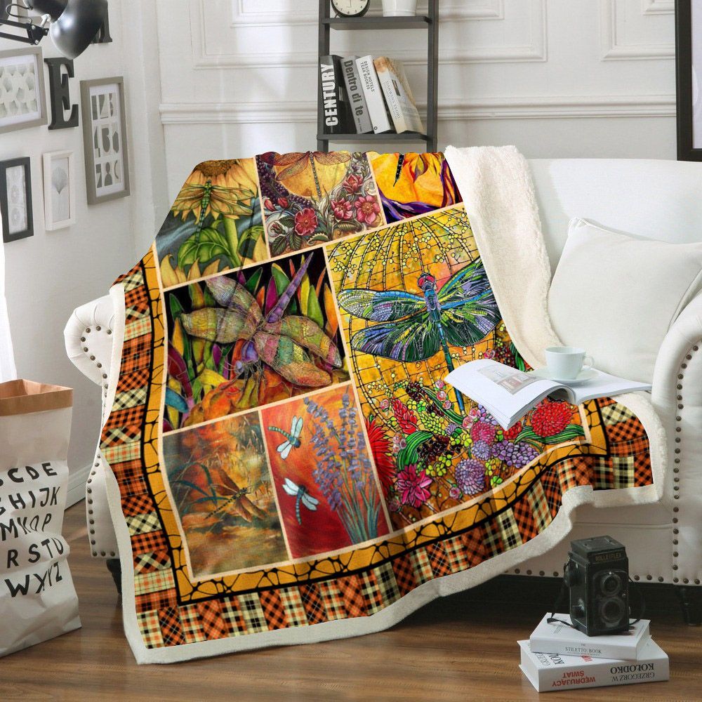 Dragonfly Sherpa Fleece Blanket