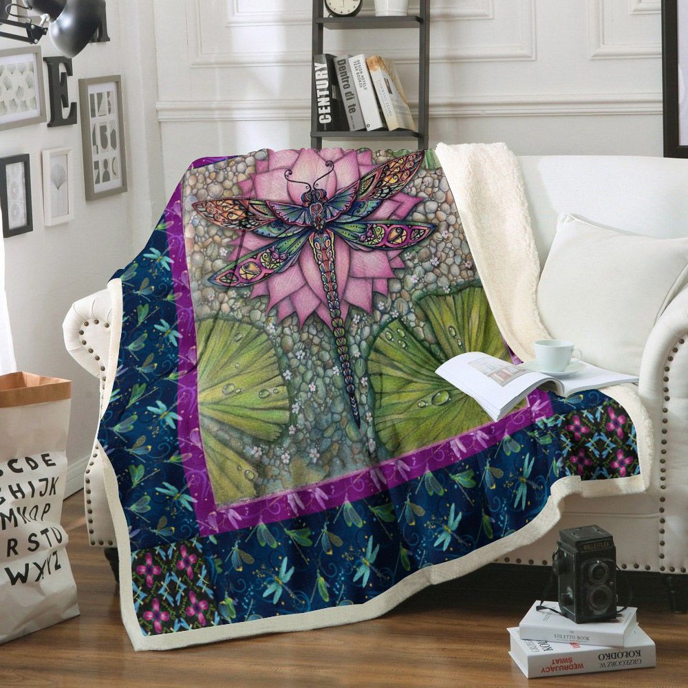 Dragonfly Sherpa Fleece Blanket