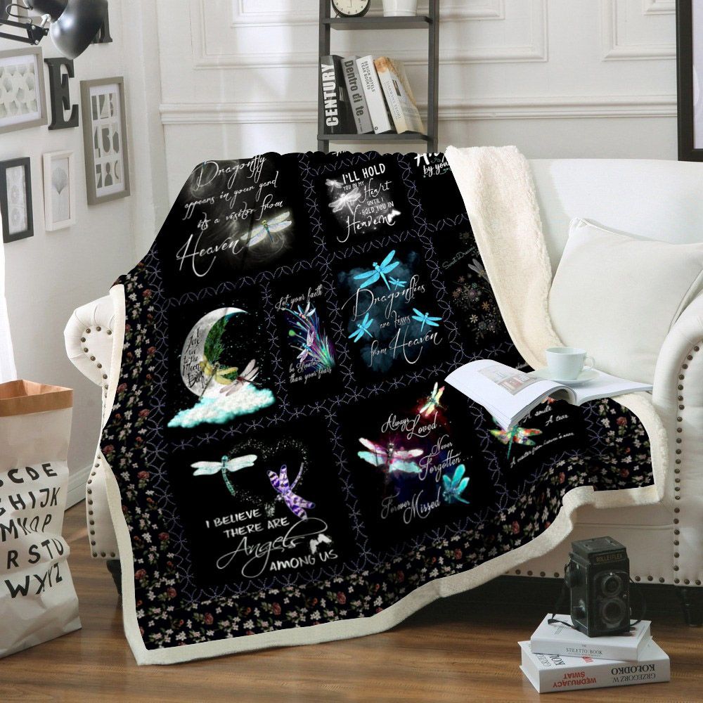 Dragonfly Sherpa Fleece Blanket