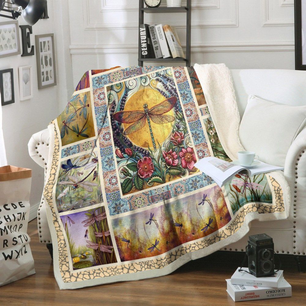 Dragonfly Sherpa Fleece Blanket