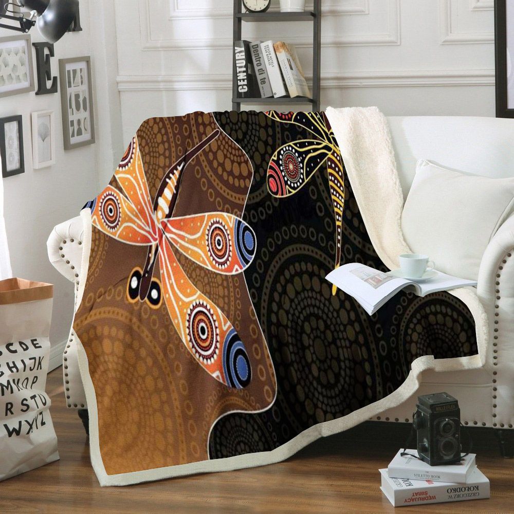 Dragonfly Sherpa Fleece Blanket