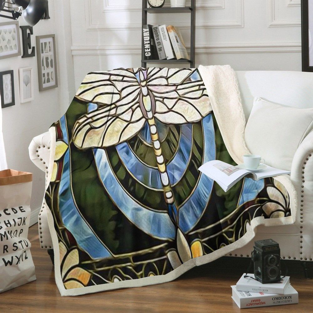 Dragonfly Sherpa Fleece Blanket