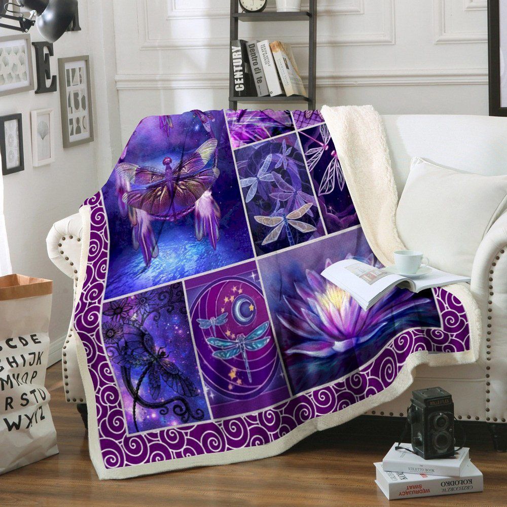 Dragonfly Sherpa Fleece Blanket