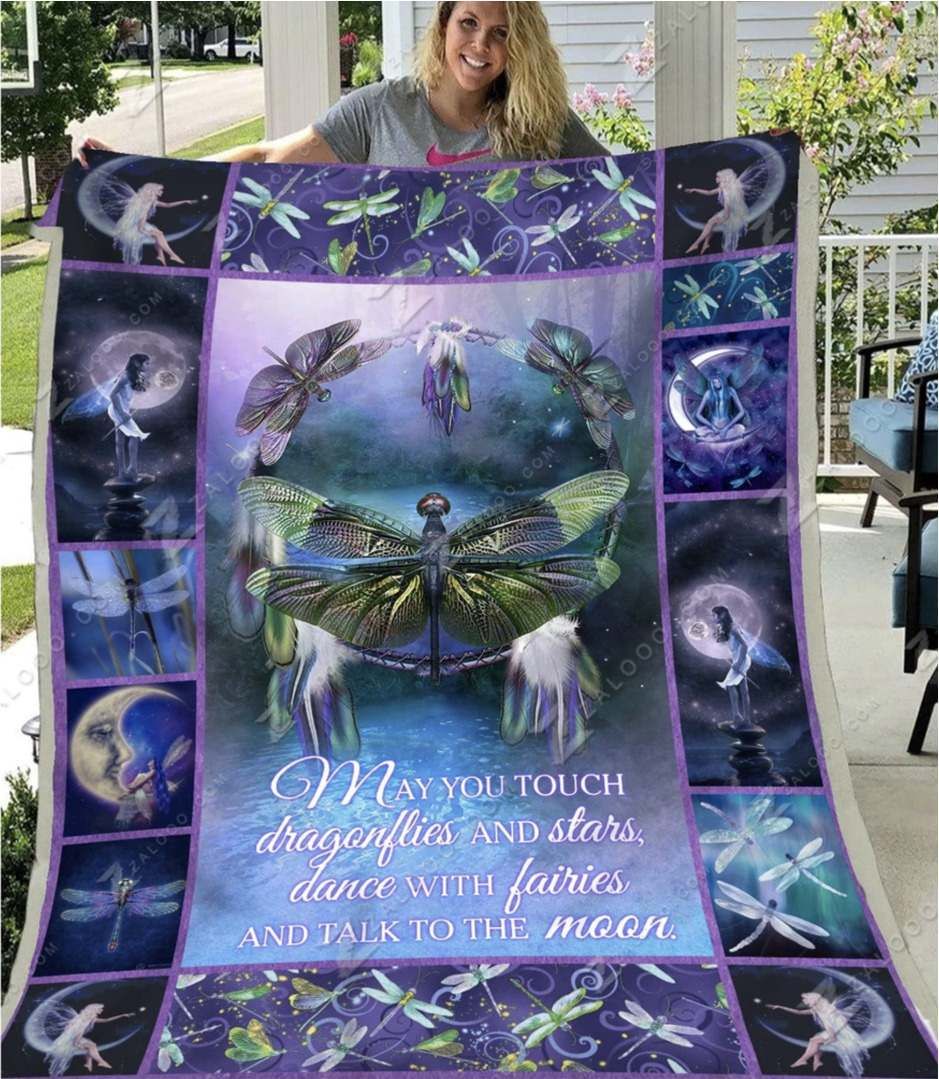 Dragonfly Sherpa Fleece Blanket