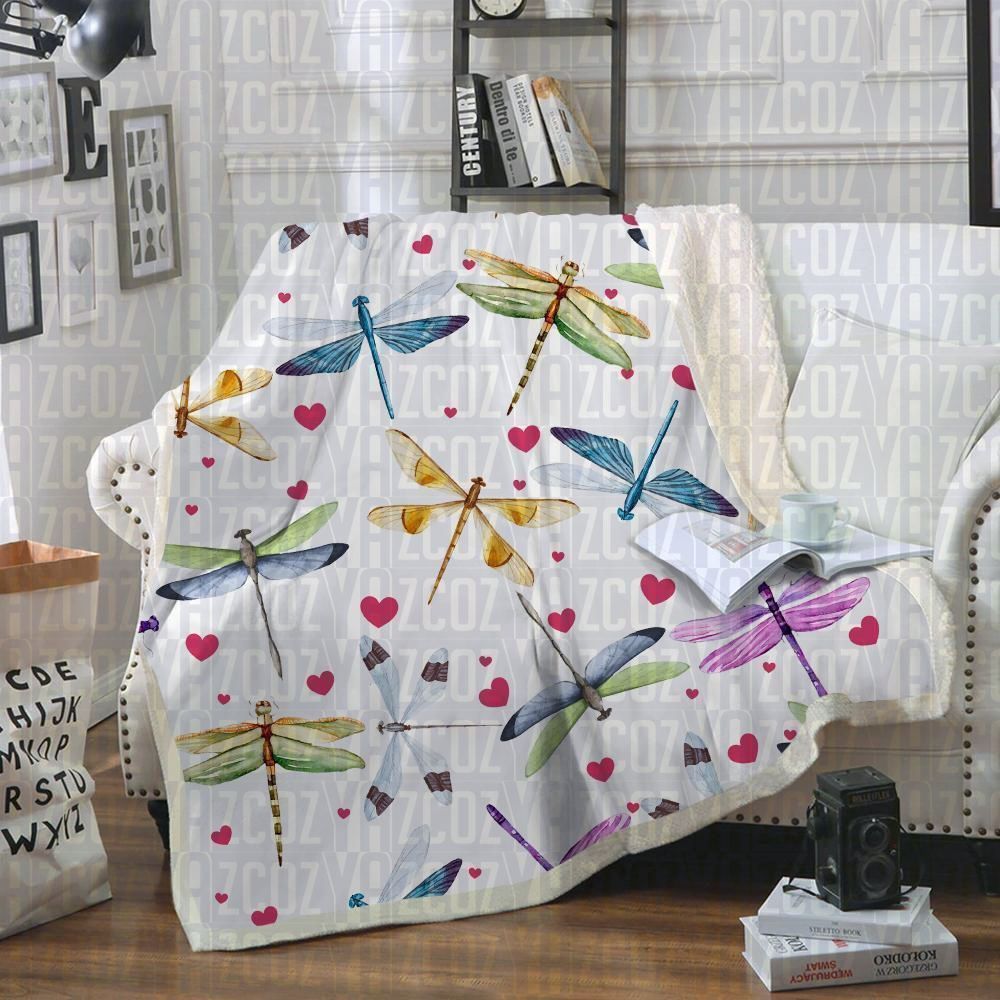 Dragonfly Sherpa Fleece Blanket