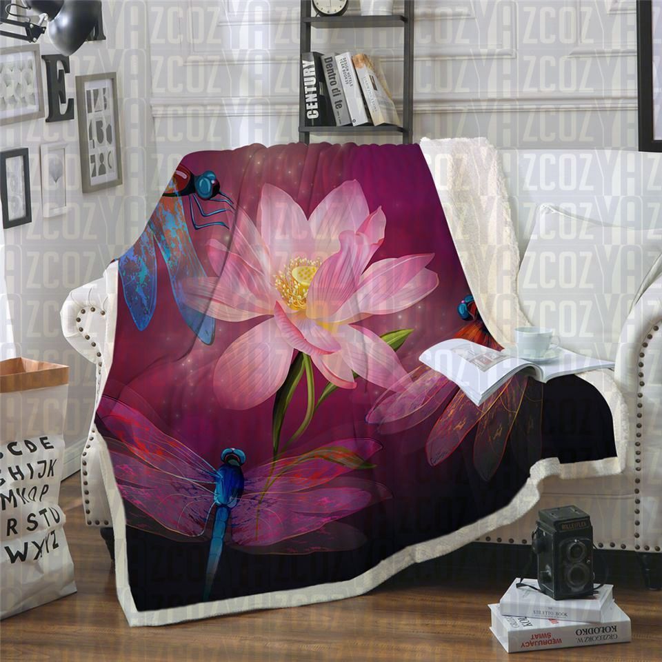 Dragonfly Sherpa Fleece Blanket