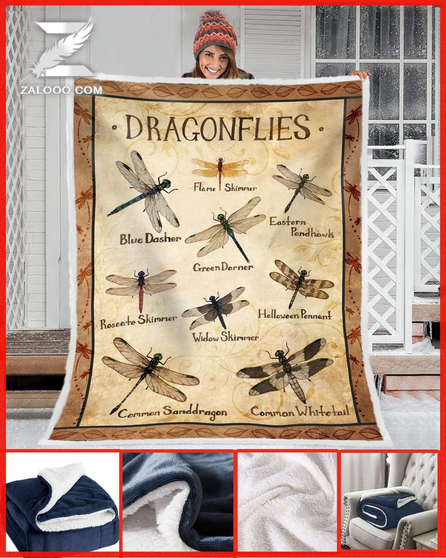 Dragonfly Sherpa Fleece Blanket