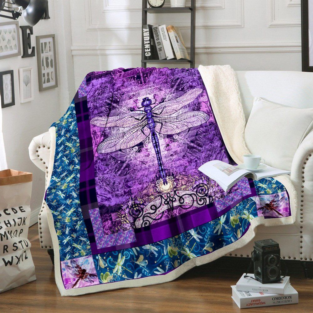 Dragonfly Sherpa Fleece Blanket