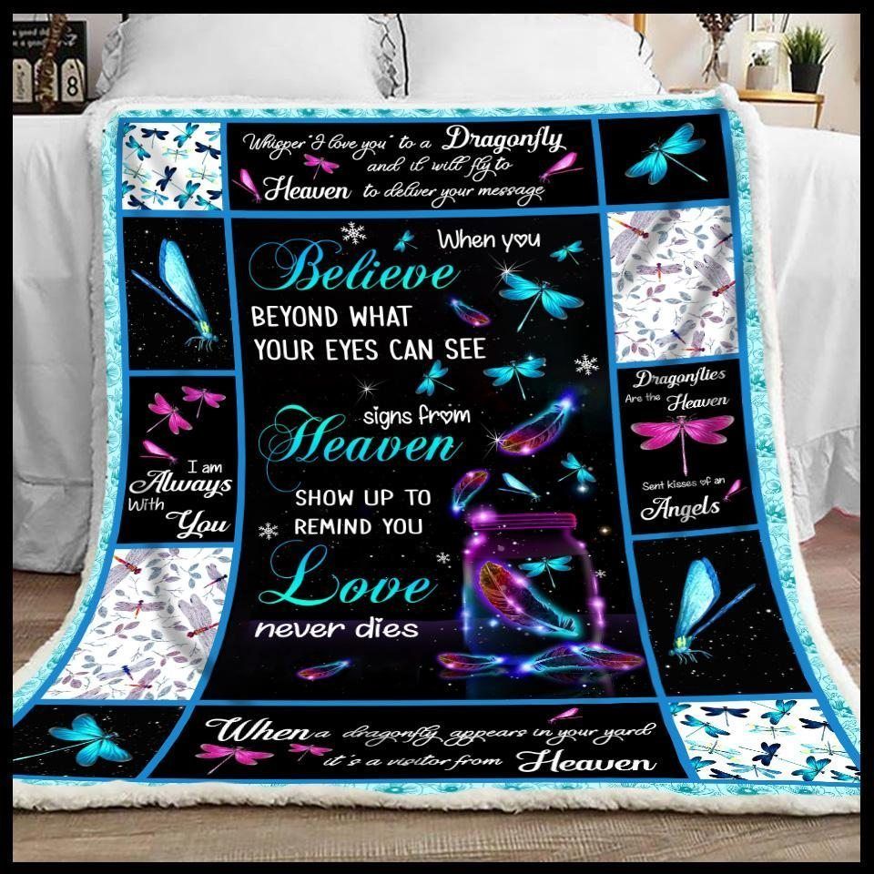 Dragonfly Sherpa Fleece Blanket
