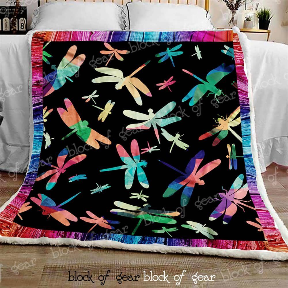 Dragonfly Sherpa Fleece Blanket