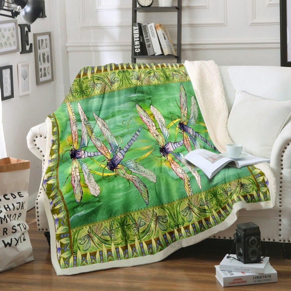 Dragonfly Sherpa Fleece Blanket