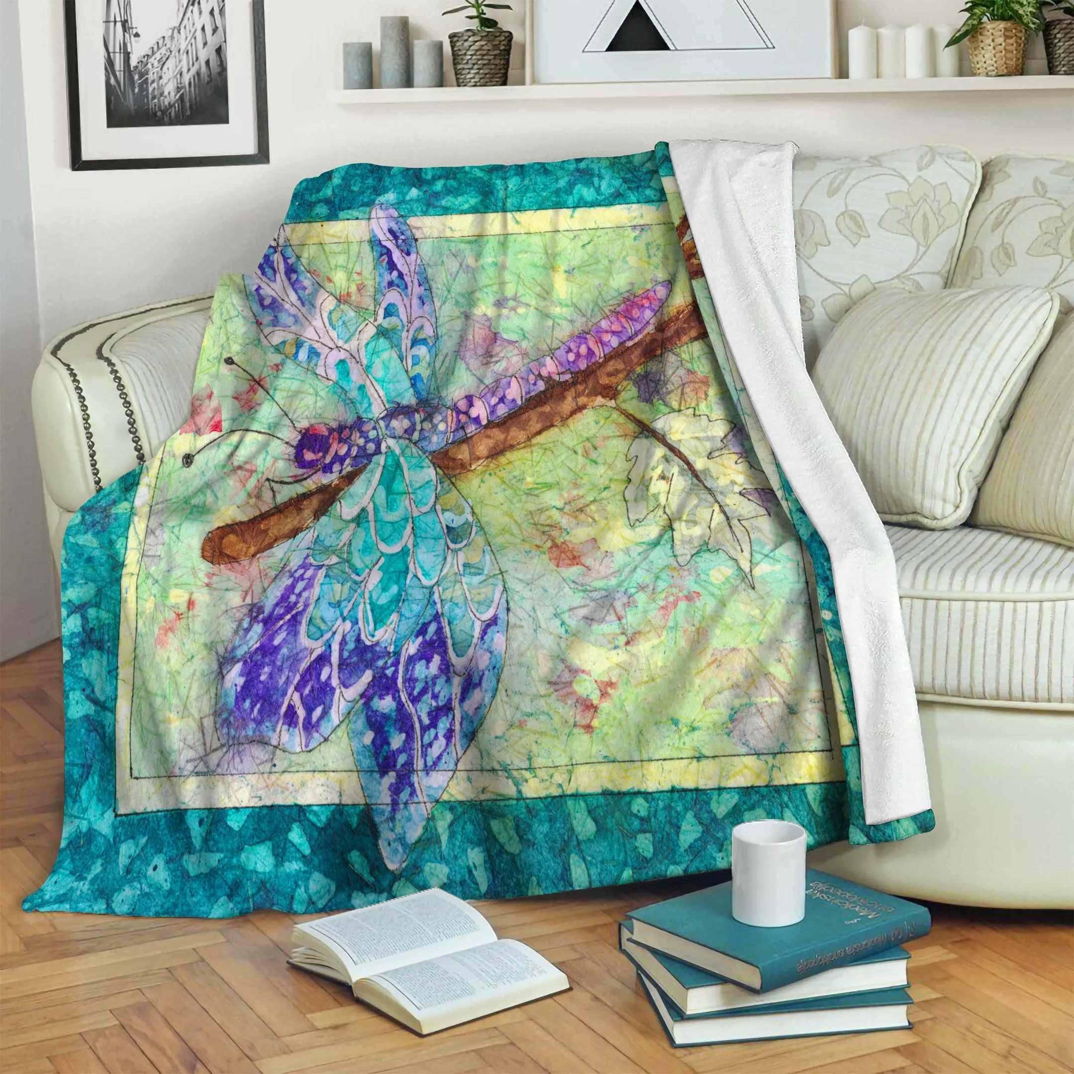 Dragonfly Sherpa Fleece Blanket