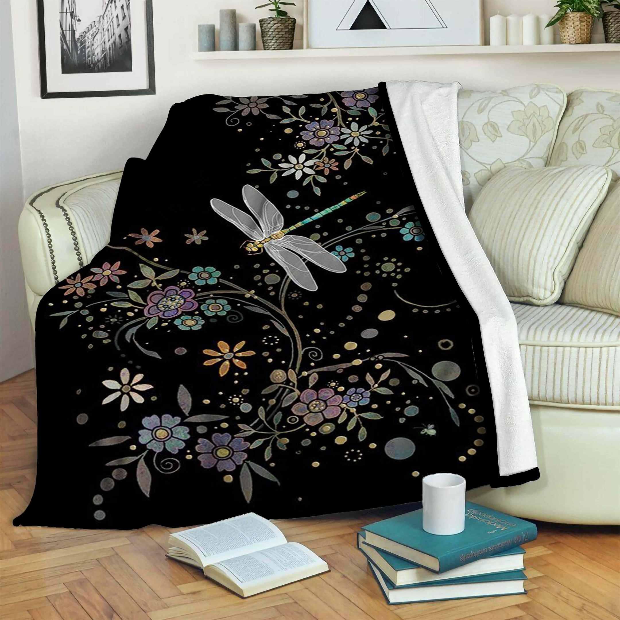 Dragonfly Sherpa Fleece Blanket