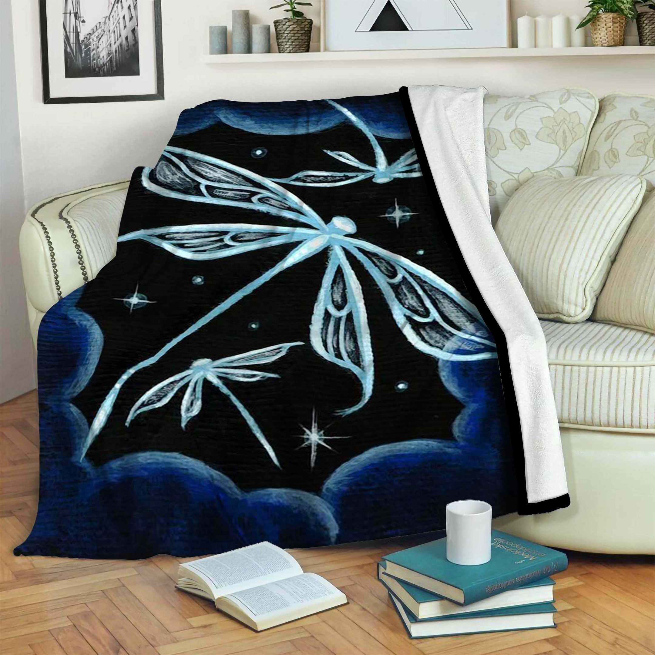 Dragonfly Sherpa Fleece Blanket
