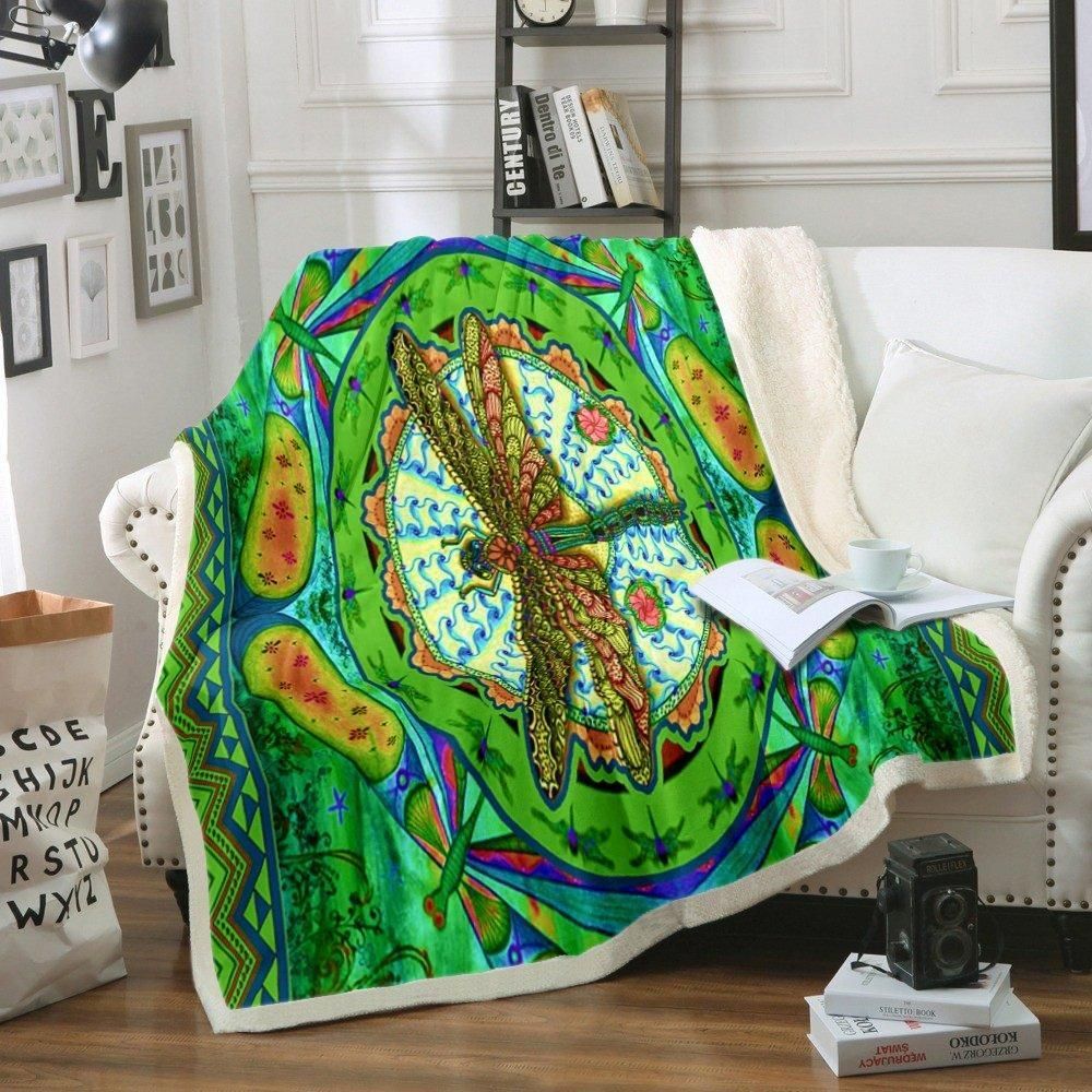 Dragonfly Sherpa Fleece Blanket