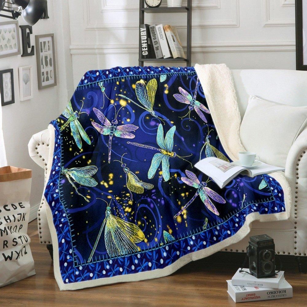 Dragonfly Sherpa Fleece Blanket