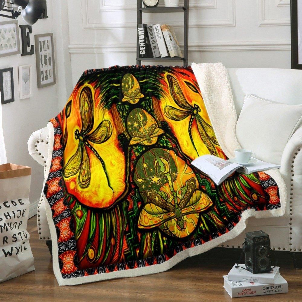 Dragonfly Sherpa Fleece Blanket