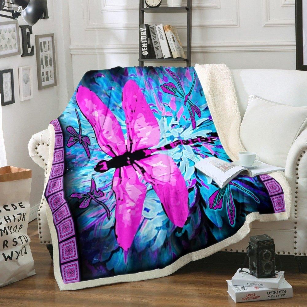 Dragonfly Sherpa Fleece Blanket