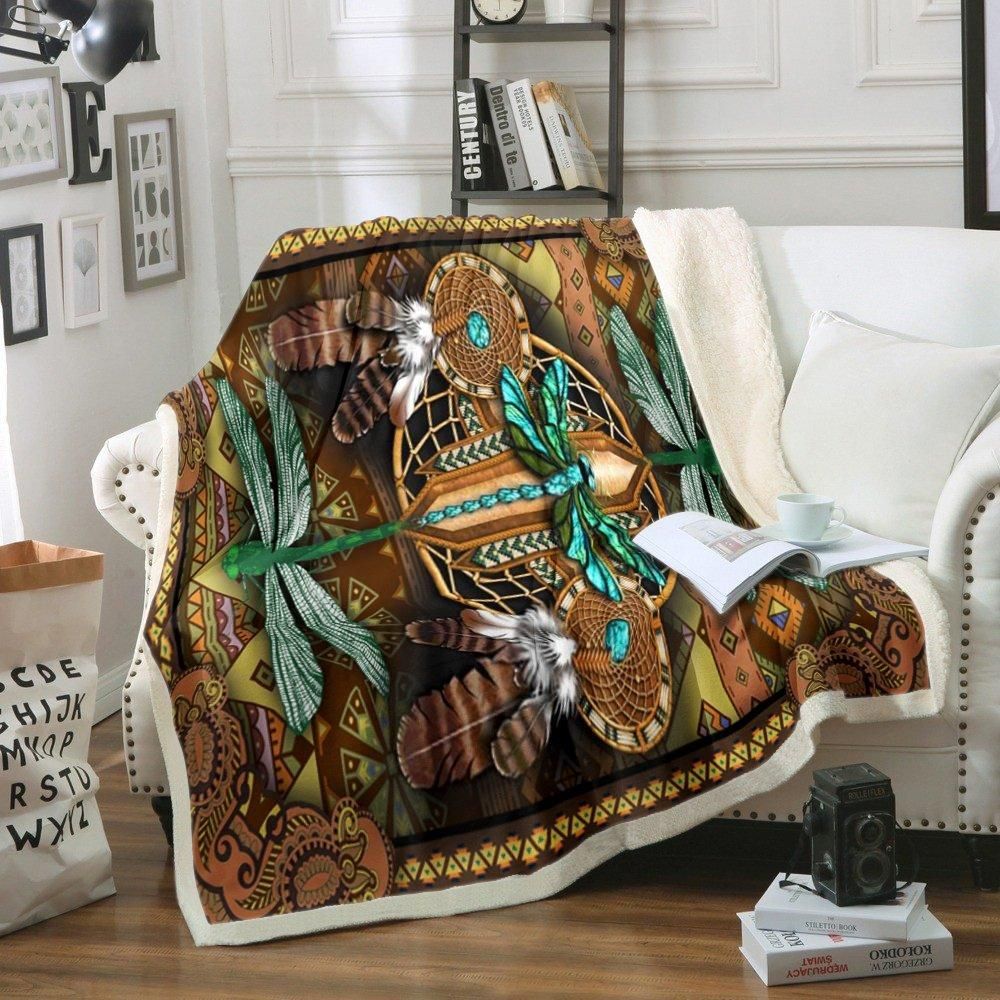 Dragonfly Sherpa Fleece Blanket