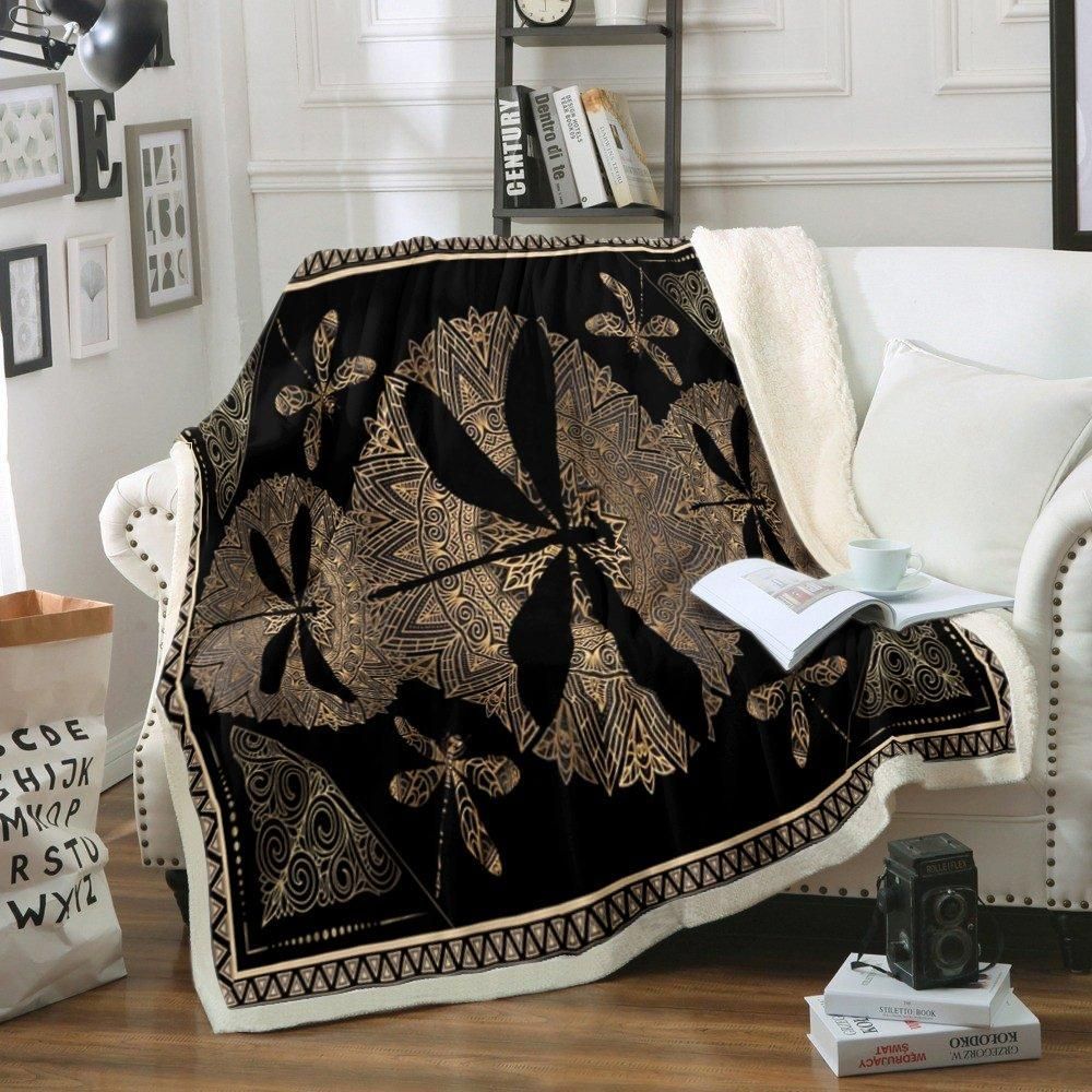 Dragonfly Sherpa Fleece Blanket