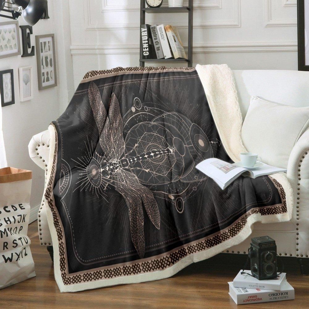 Dragonfly Sherpa Fleece Blanket