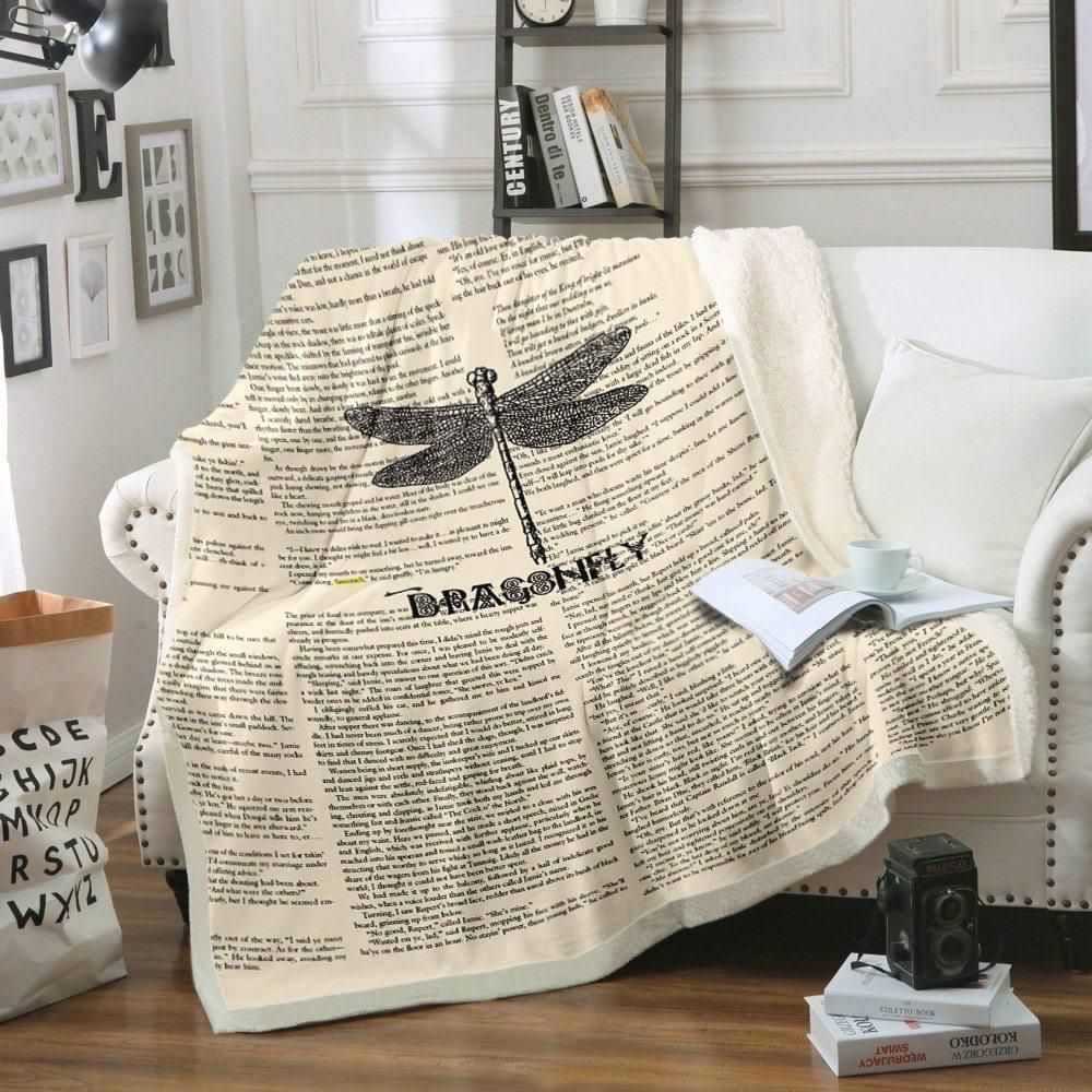 Dragonfly Sherpa Fleece Blanket