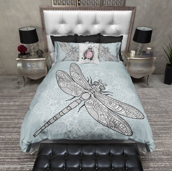 Dragonfly Cotton Bed Sheets Spread Comforter Bedding Set