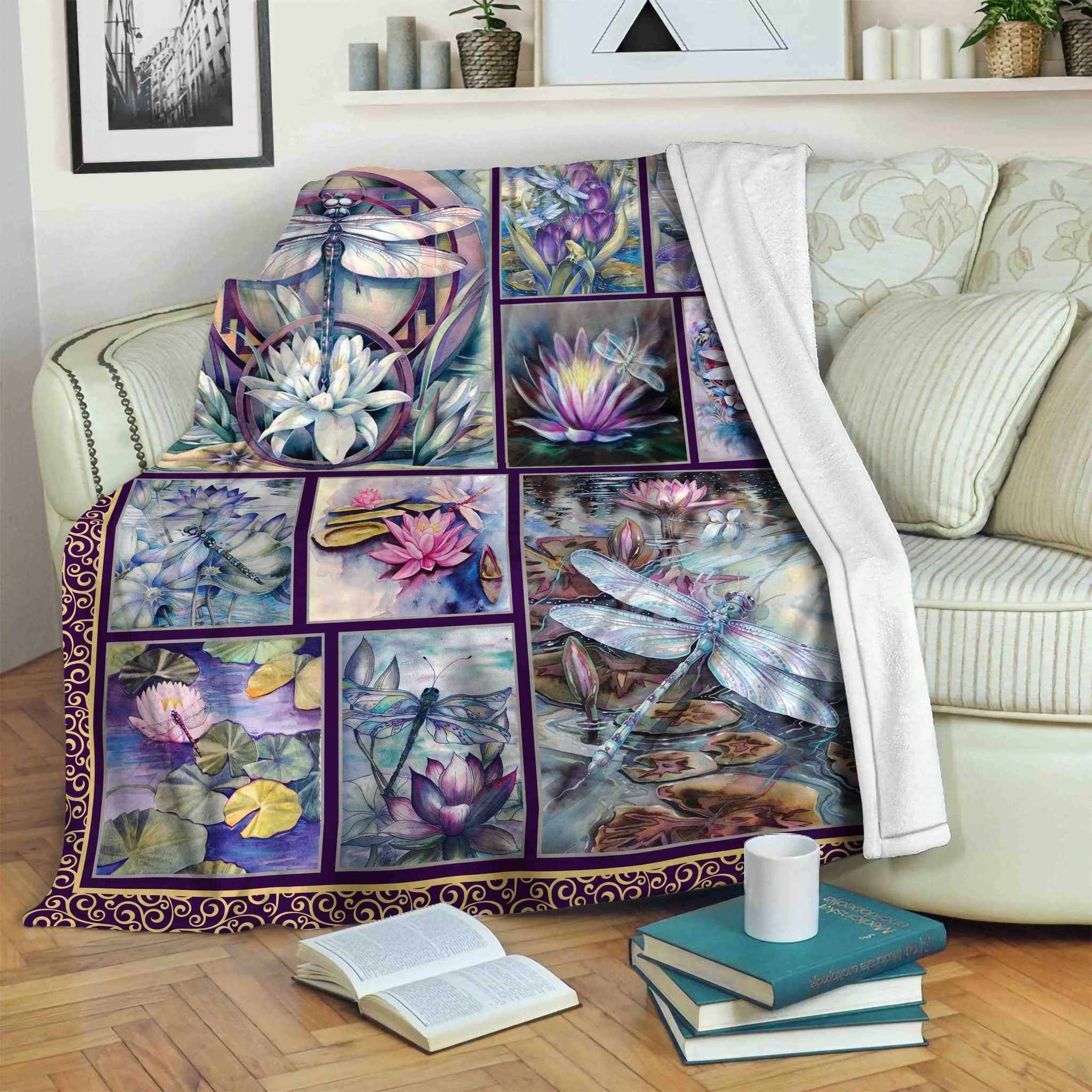 Dragonfly Sherpa Fleece Blanket