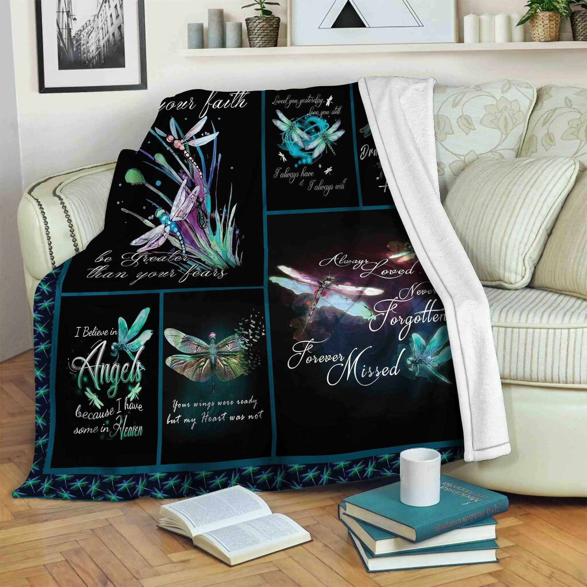 Dragonfly Sherpa Fleece Blanket