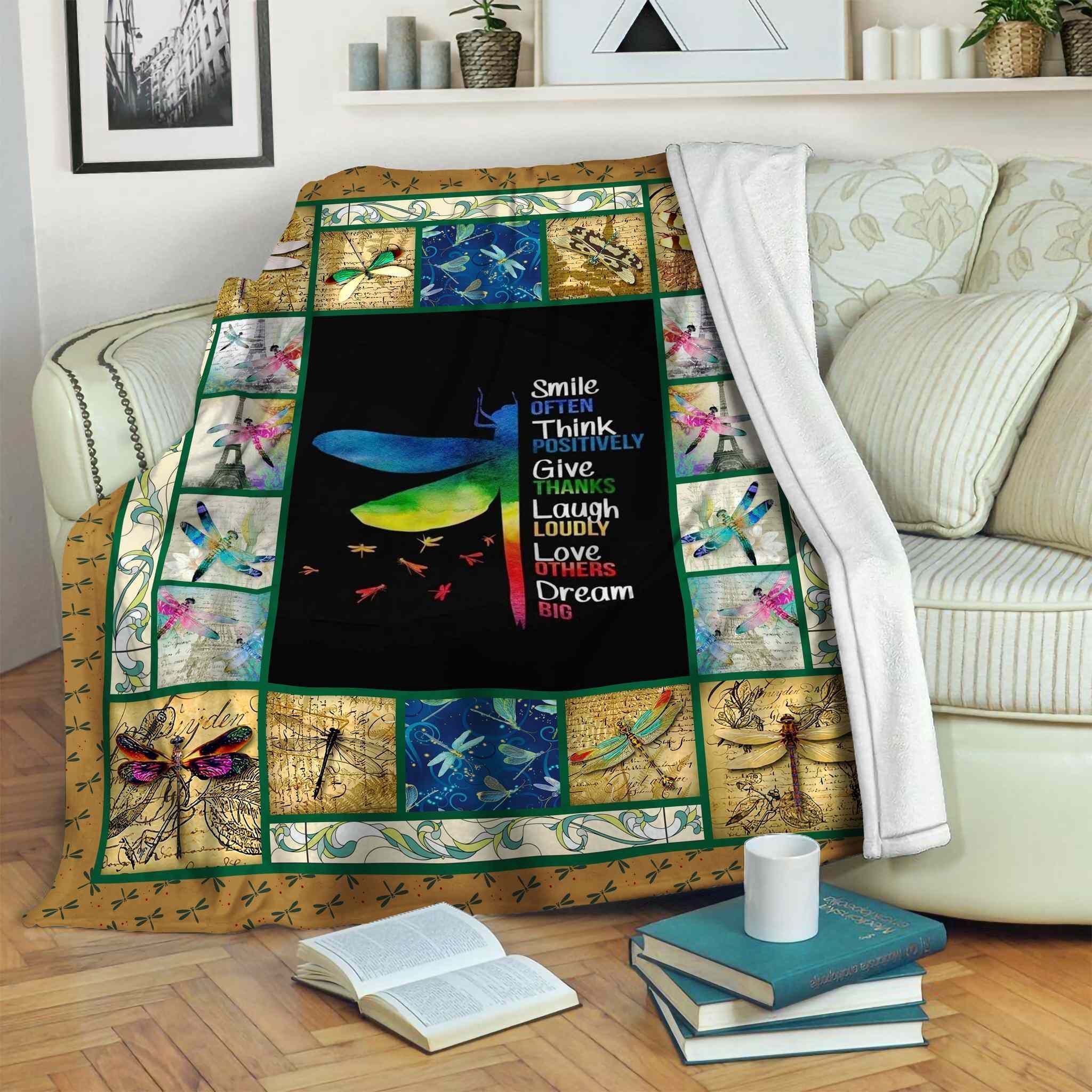 Dragonfly Sherpa Fleece Blanket