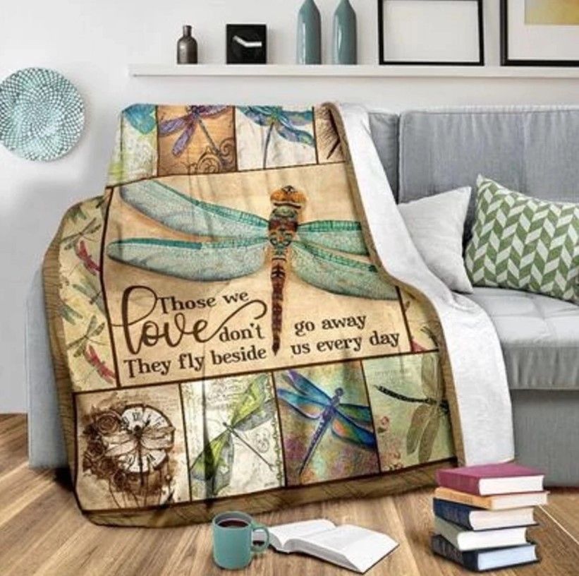 Dragonfly Sherpa Fleece Blanket