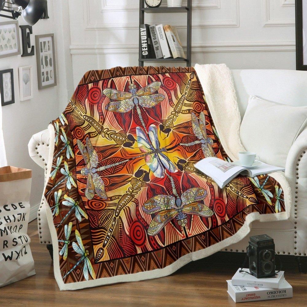 Dragonfly Sherpa Fleece Blanket