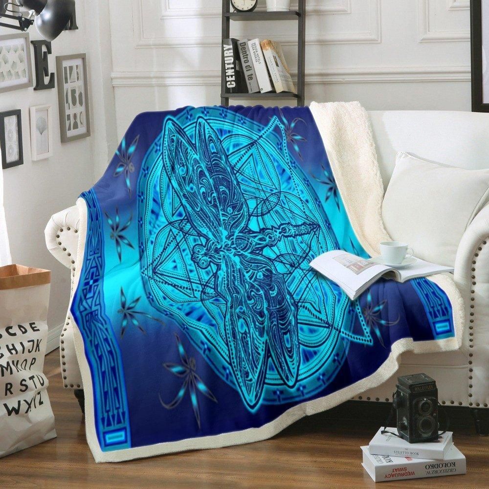 Dragonfly Sherpa Fleece Blanket