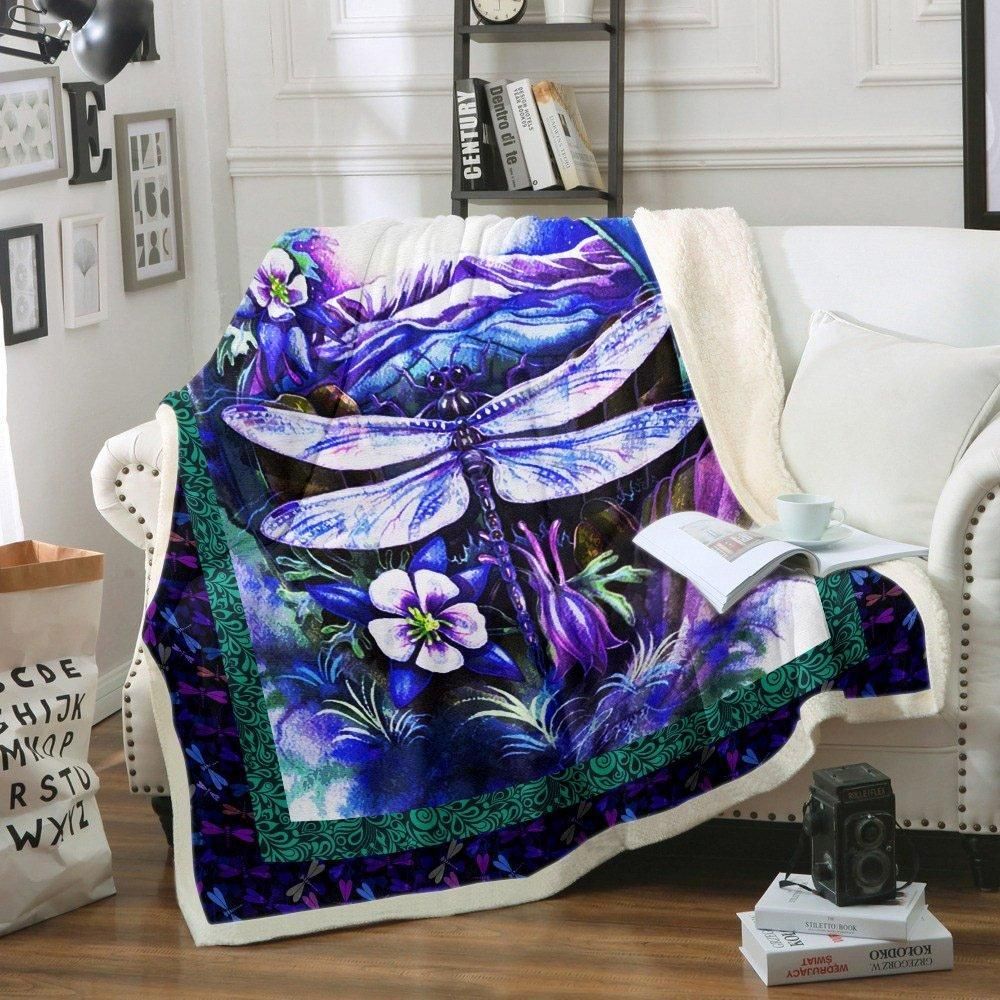 Dragonfly Sherpa Fleece Blanket