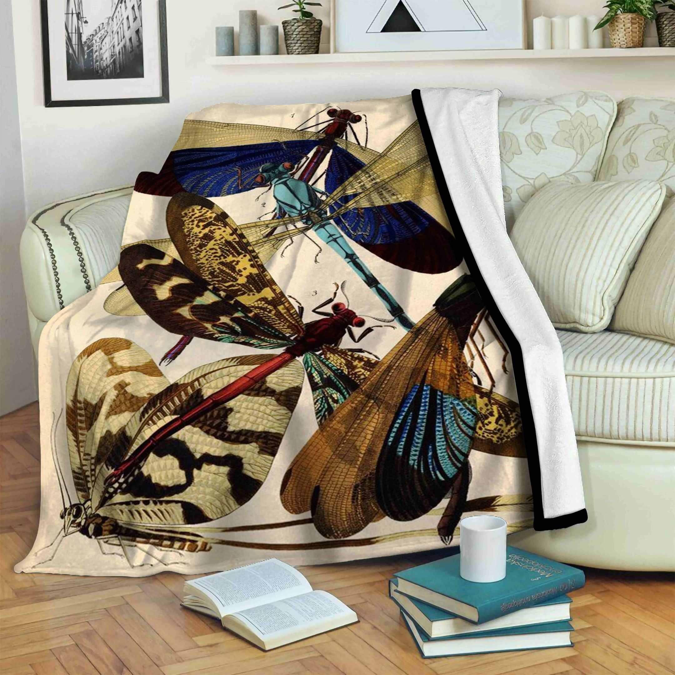 Dragonfly Sherpa Fleece Blanket