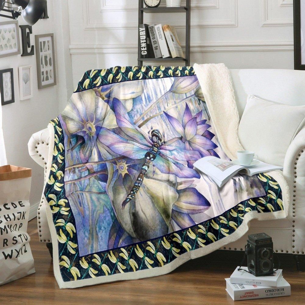 Dragonfly Sherpa Fleece Blanket