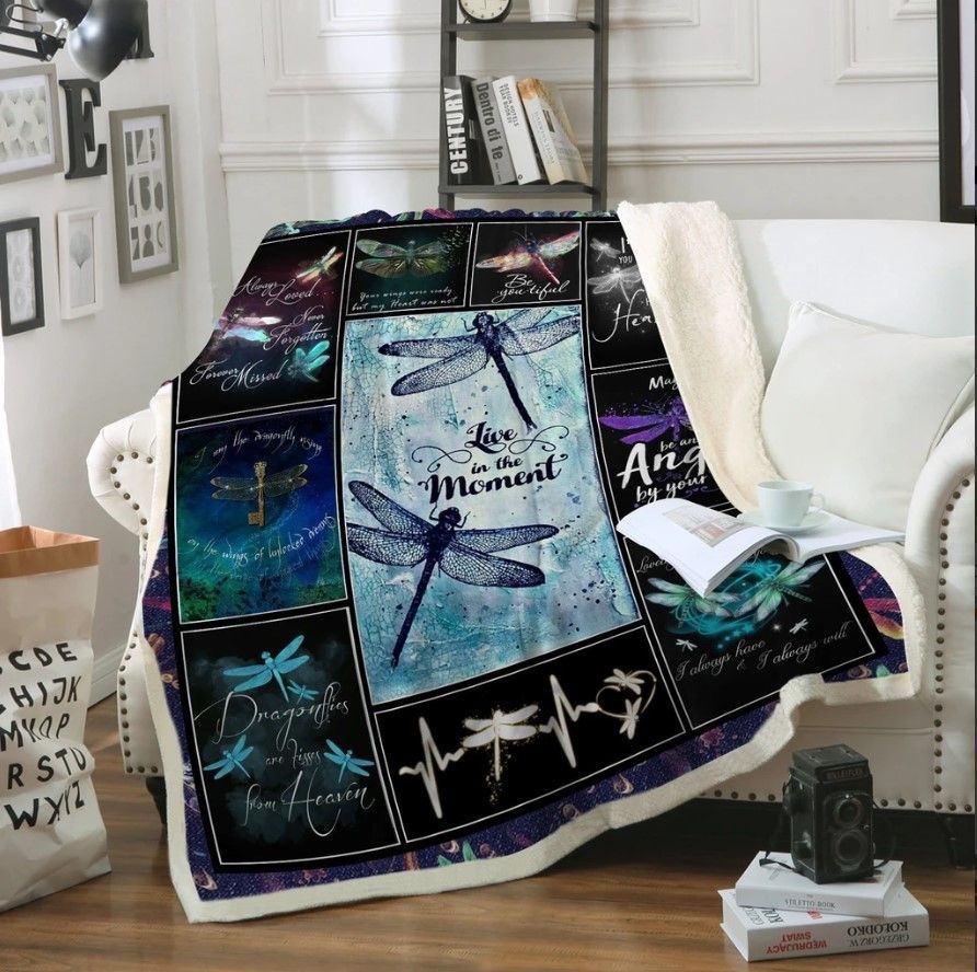 Dragonfly Sherpa Fleece Blanket