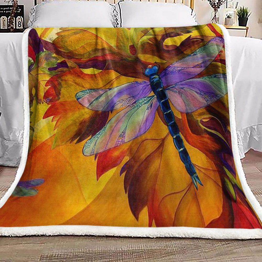 Dragonfly Color Sherpa Fleece Blanket