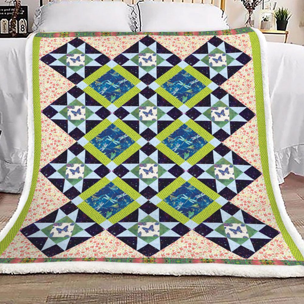 Dragonfly Dance Butterfly Sherpa Fleece Blanket
