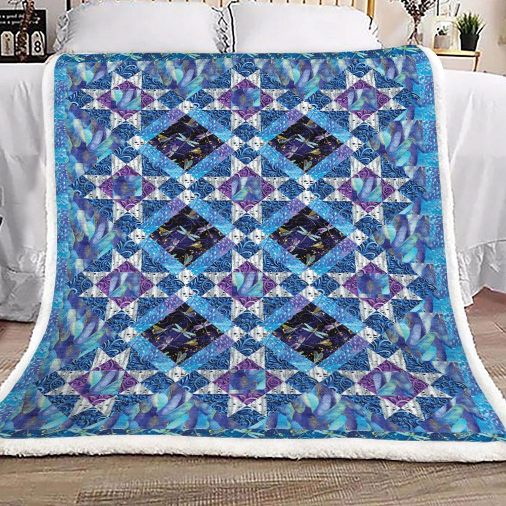 Dragonfly Dance Pattern Sherpa Fleece Blanket